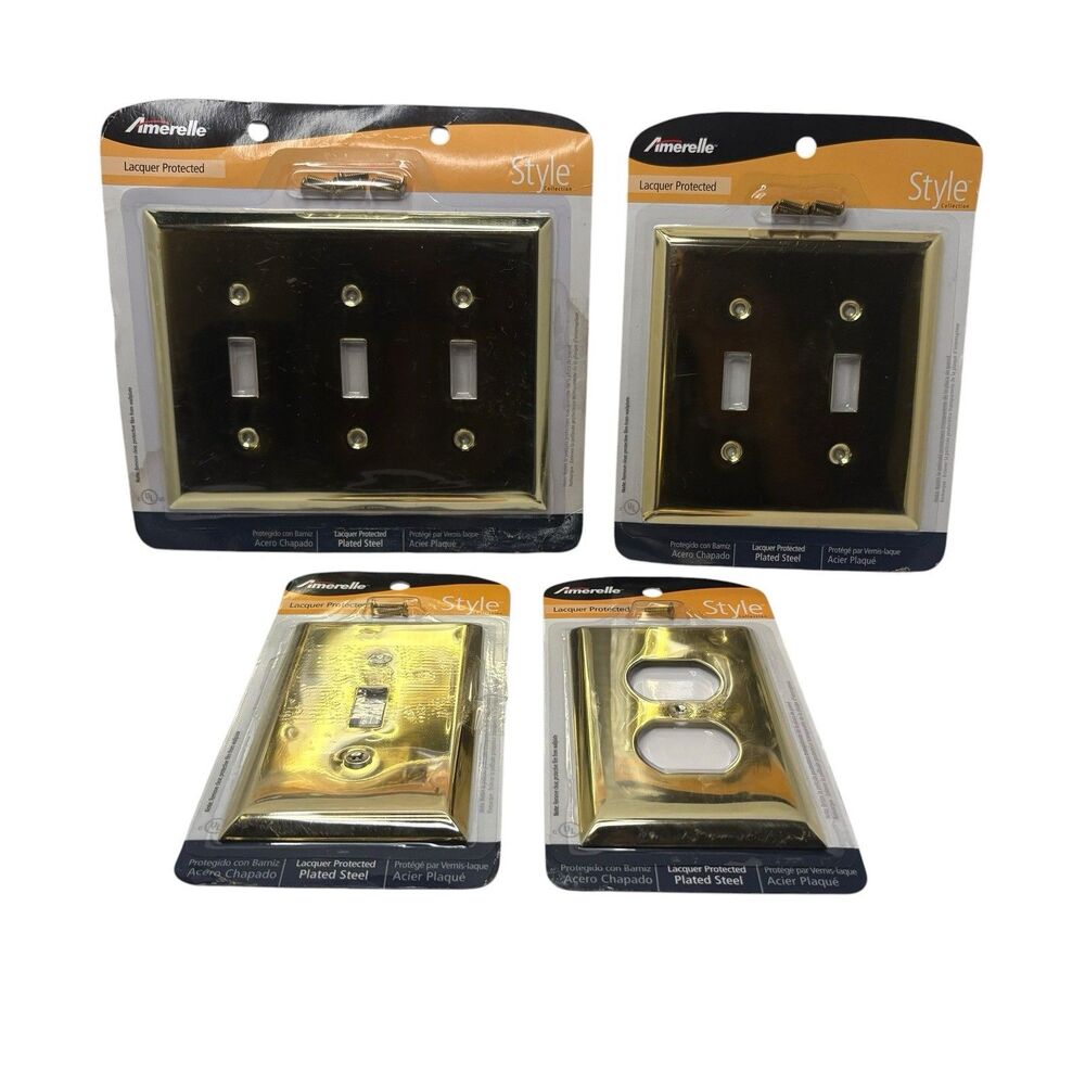 Lot of 4 Amerelle Century Polished Bronze Wall Plates & Outlets